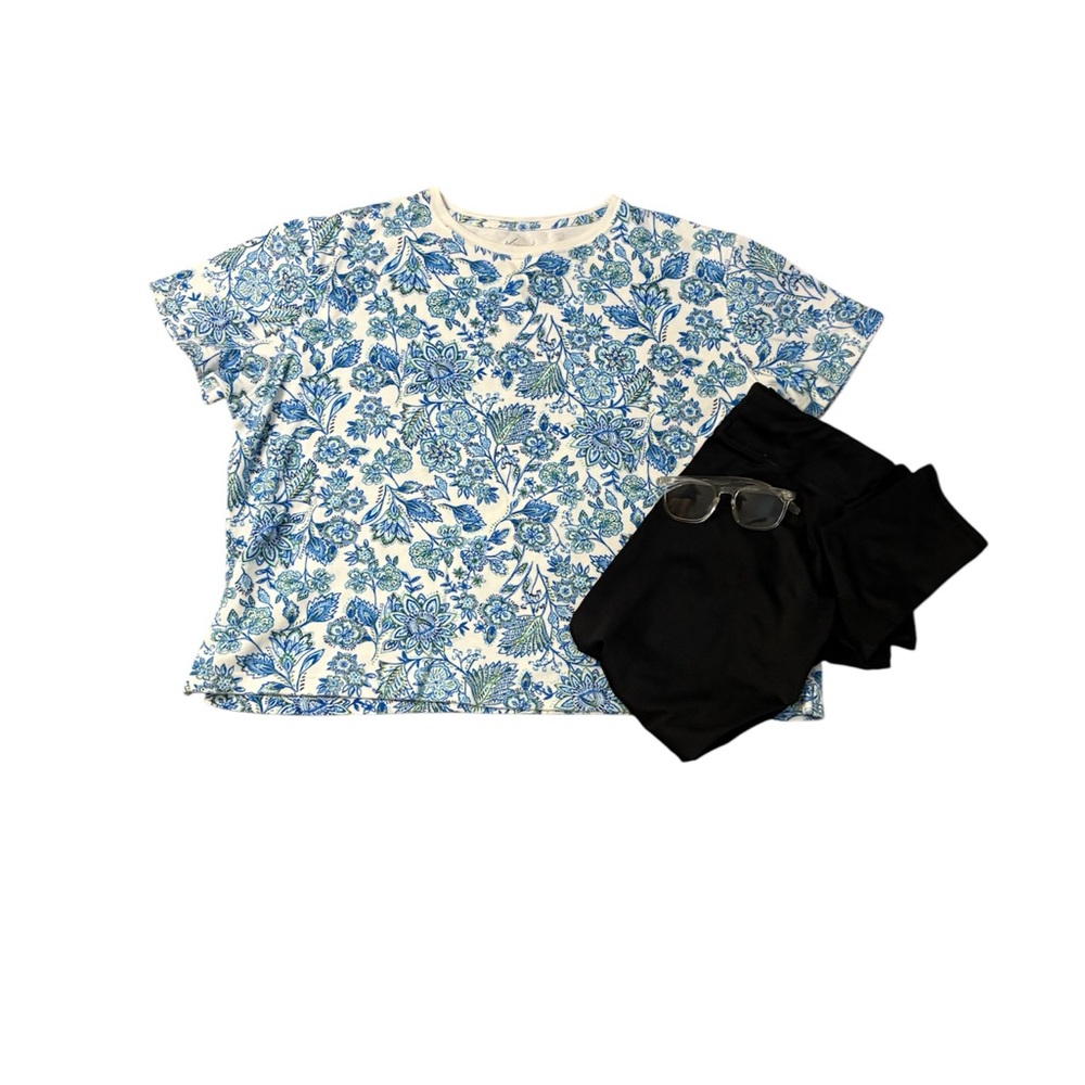 Floral Blue and White Shirt